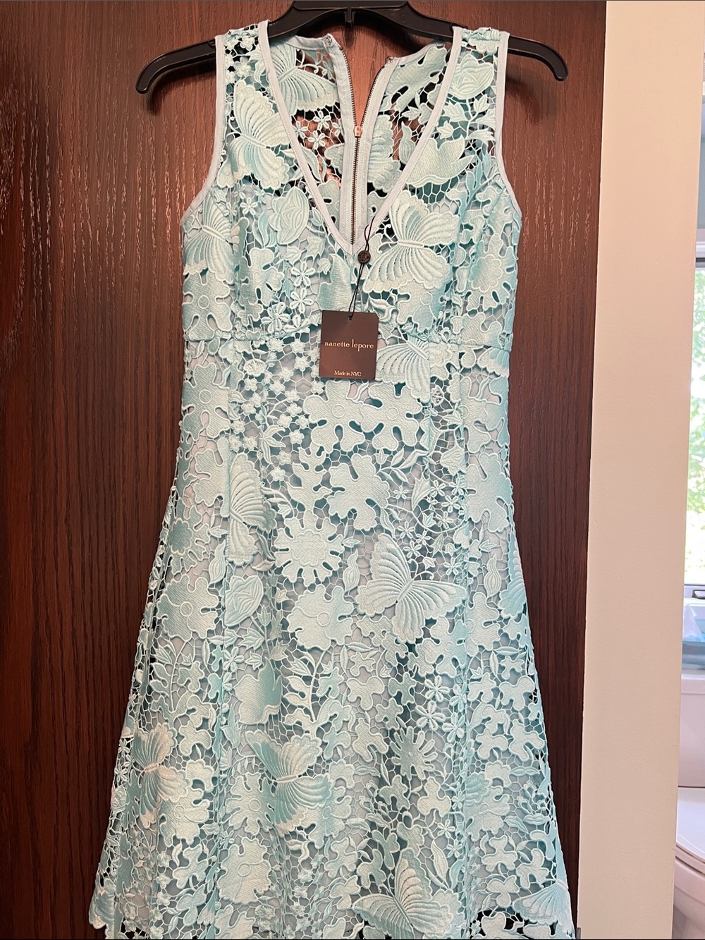 Nanette Lepore | Dresses | Nanette Lepore Mint Green Lace Butterfly Aline Dress
